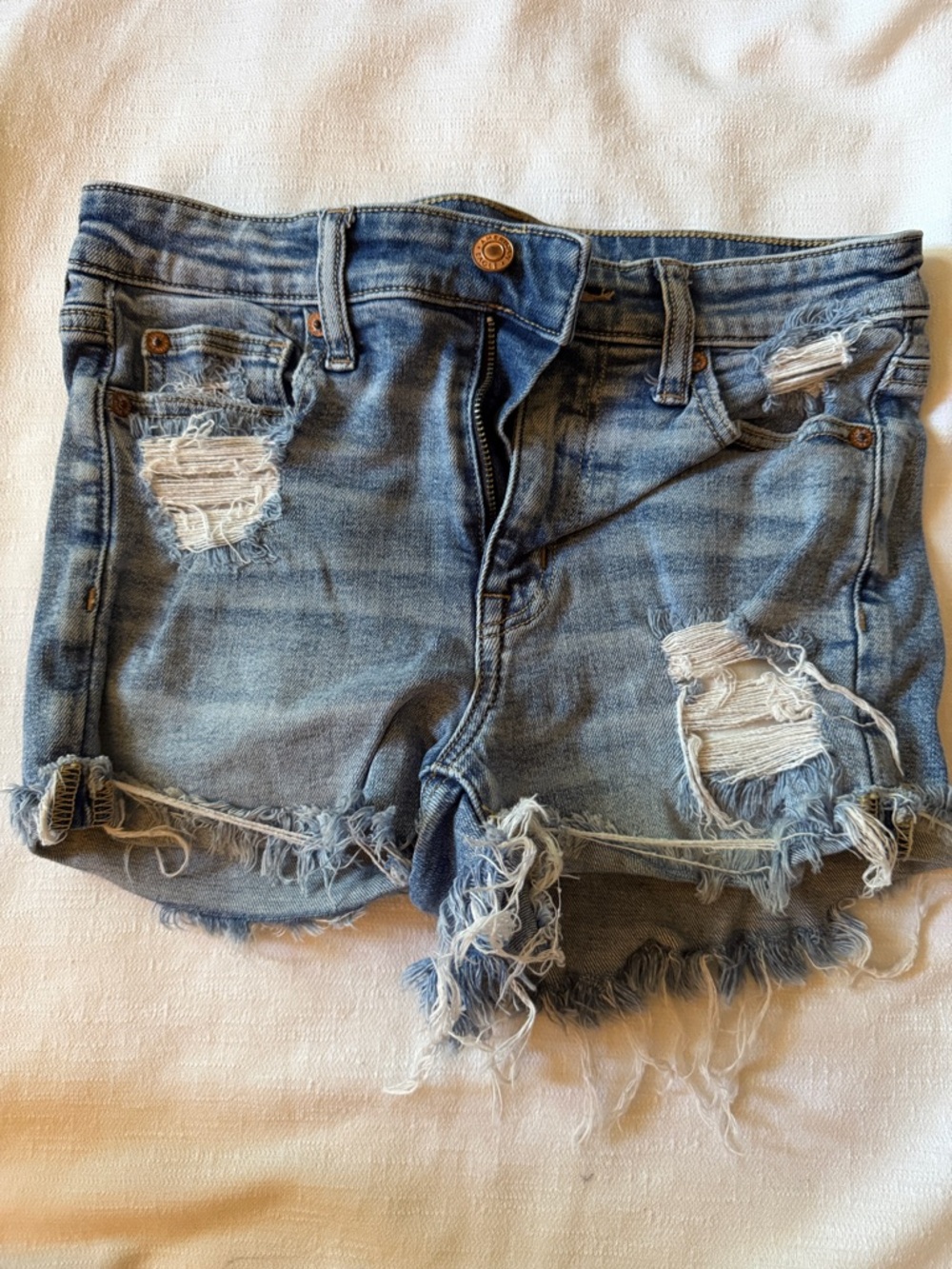 American Eagle Outfitters Distressed Light Blue Denim Cutoff Shorts
